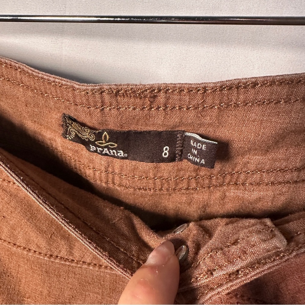 prAna Linen Cotton Pleated Tapered Pants Quiet Luxury Capsule Wardrobe Brown 8 - Picture 7 of 10